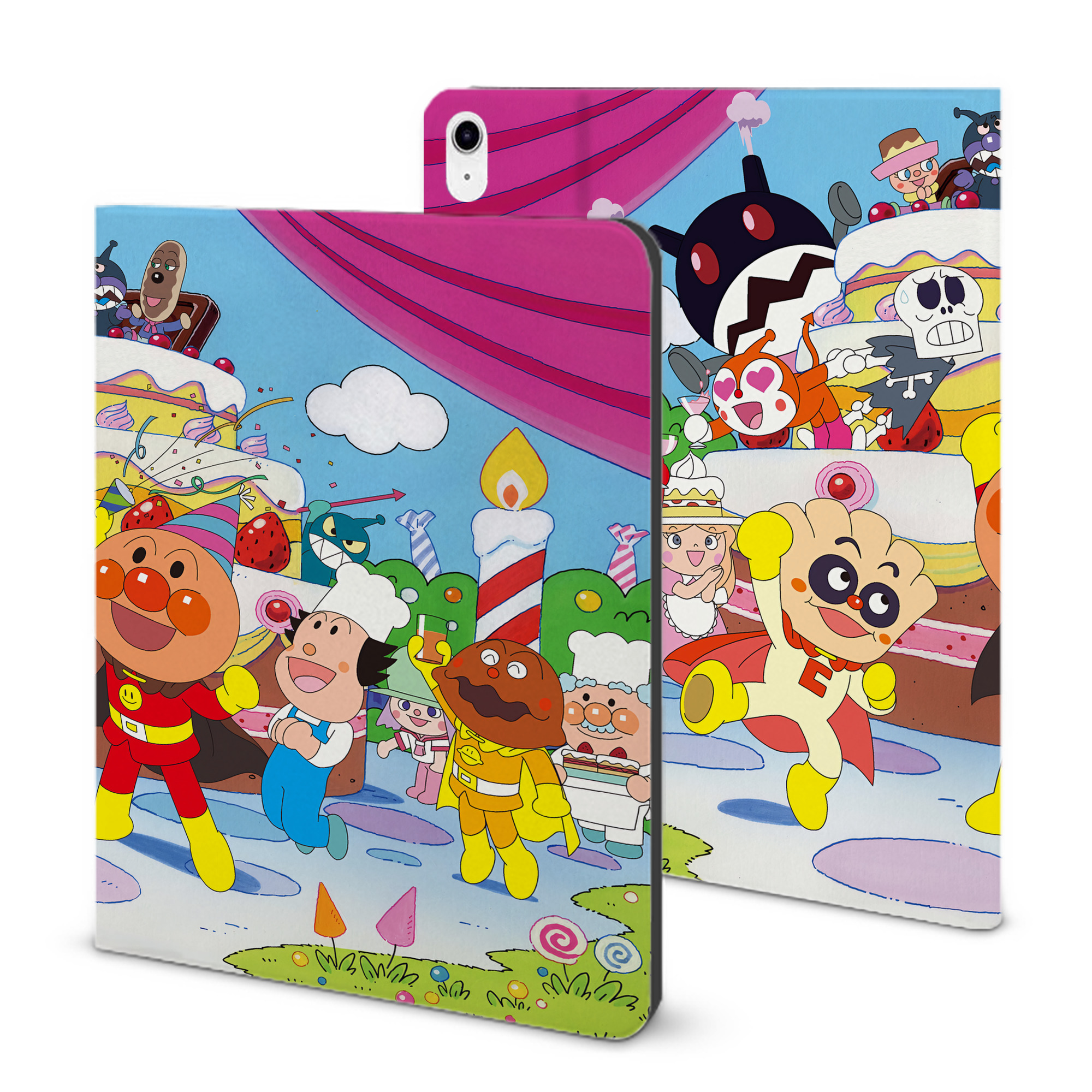 （画像用） アンパンマン Anpanman IPad ケース ブック型 PUレザー TPU 耐衝撃 軽量 薄型 ペン収納なし 全面保護 IPad 各モデル対応